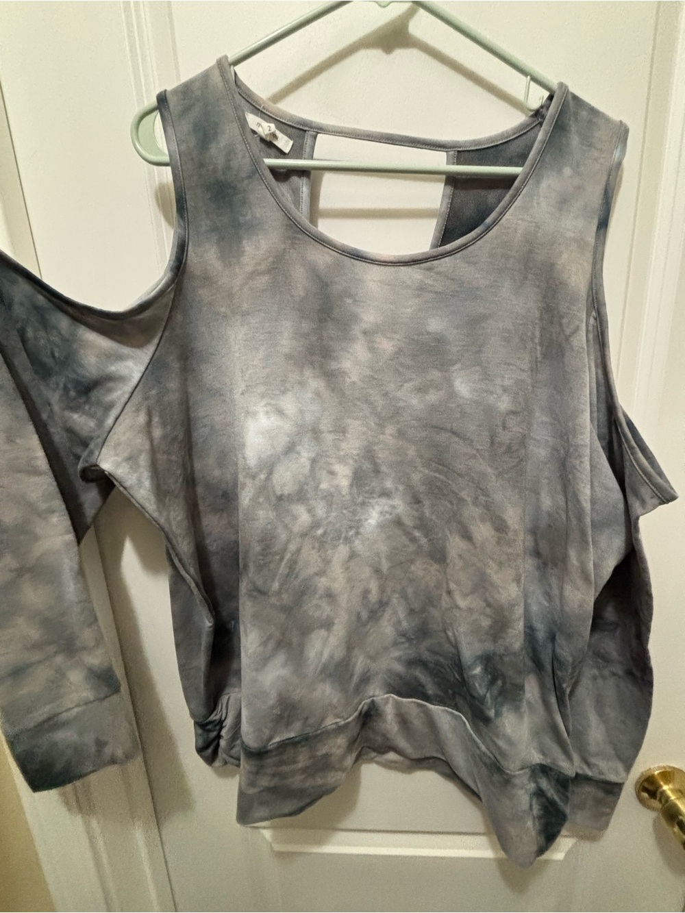 Maurices Gray Tie-Dye Cold-Shoulder Sweatshirt